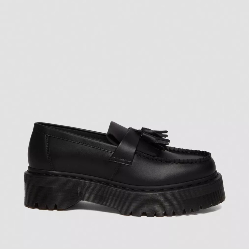 Doc Martens Vegan Adrian Felix Platform Tassel Loafers in Black, sz 8